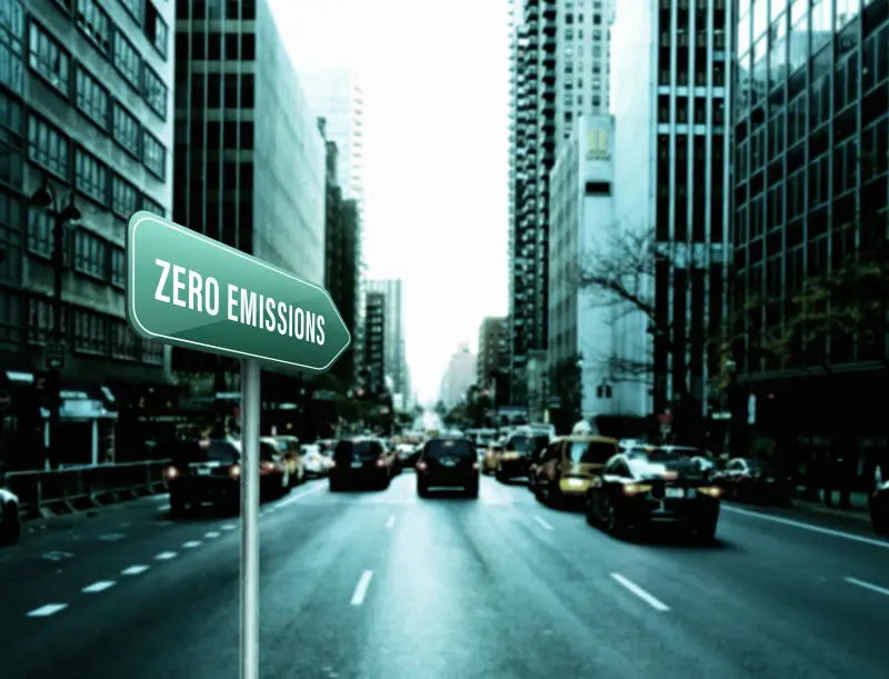 Road sign to zero emission
